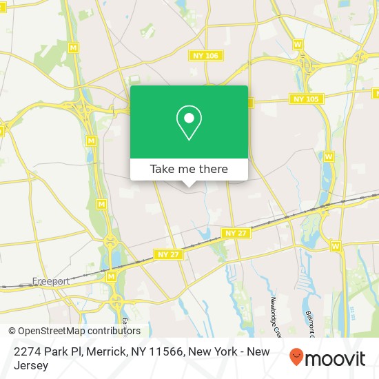 Mapa de 2274 Park Pl, Merrick, NY 11566