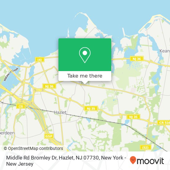 Mapa de Middle Rd Bromley Dr, Hazlet, NJ 07730