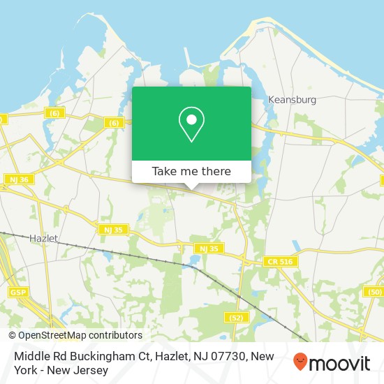 Mapa de Middle Rd Buckingham Ct, Hazlet, NJ 07730