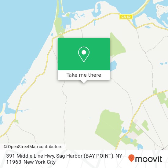 Mapa de 391 Middle Line Hwy, Sag Harbor (BAY POINT), NY 11963