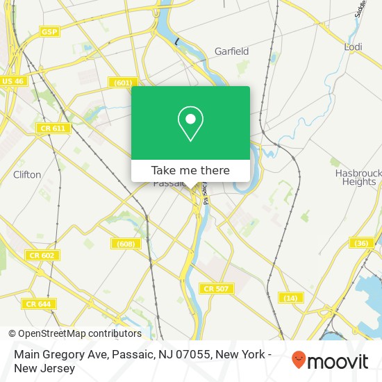 Mapa de Main Gregory Ave, Passaic, NJ 07055