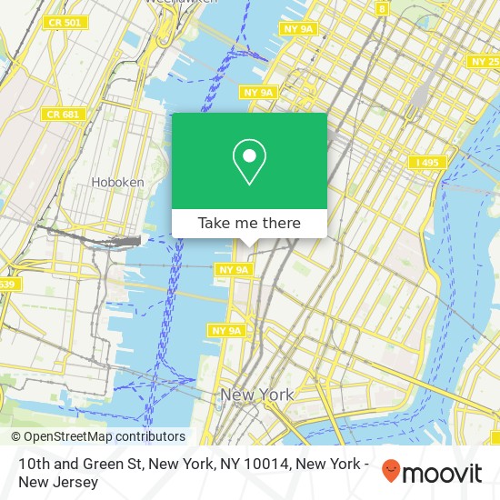 10th and Green St, New York, NY 10014 map