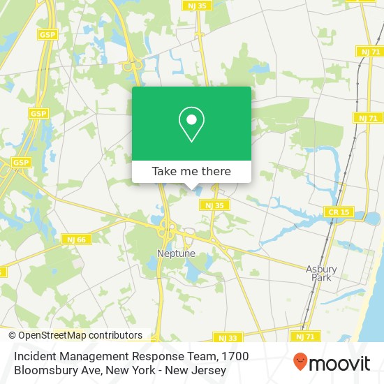 Mapa de Incident Management Response Team, 1700 Bloomsbury Ave