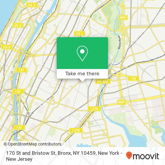 Mapa de 170 St and Bristow St, Bronx, NY 10459