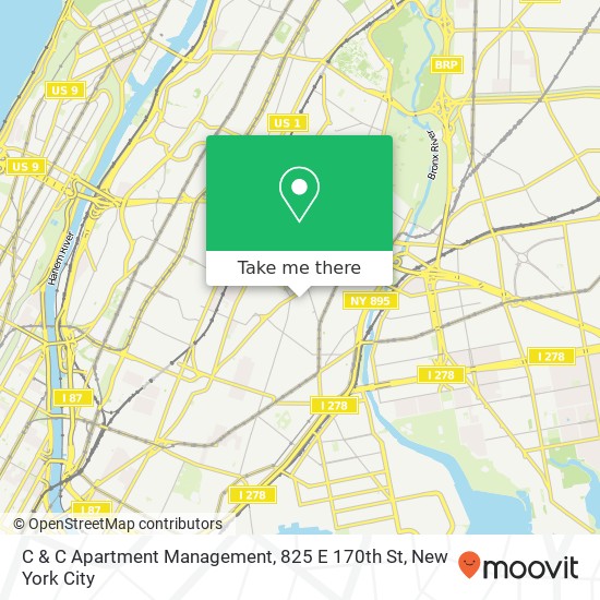 Mapa de C & C Apartment Management, 825 E 170th St
