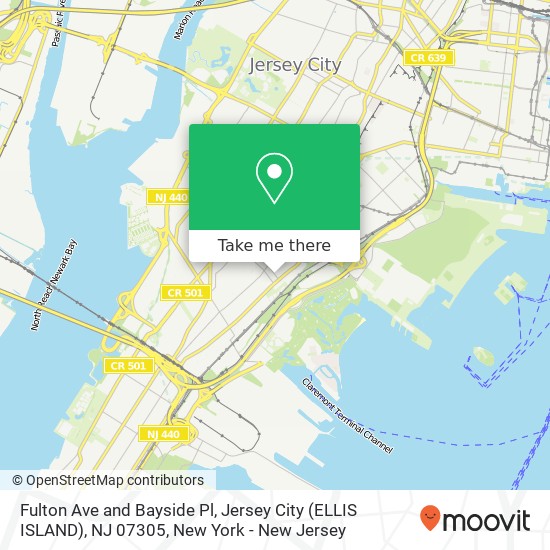 Mapa de Fulton Ave and Bayside Pl, Jersey City (ELLIS ISLAND), NJ 07305
