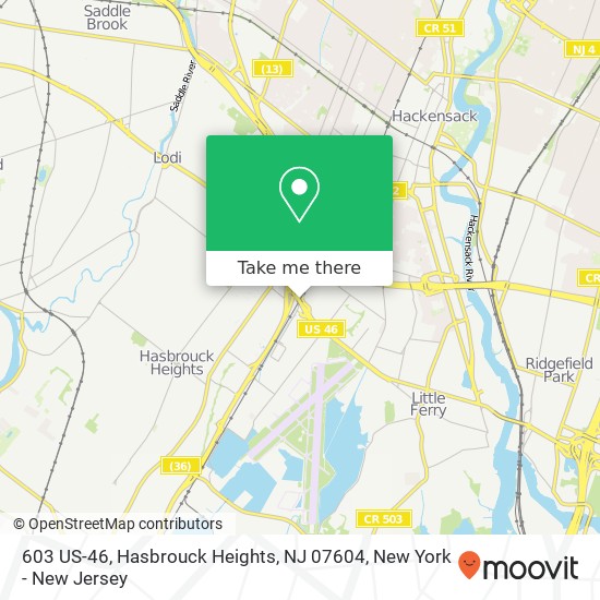 Mapa de 603 US-46, Hasbrouck Heights, NJ 07604