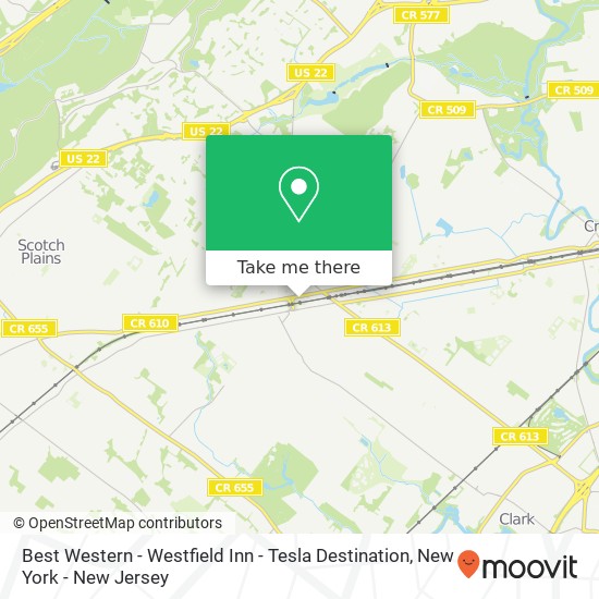 Best Western - Westfield Inn - Tesla Destination map