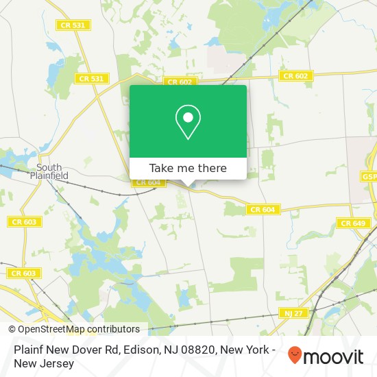 Mapa de Plainf New Dover Rd, Edison, NJ 08820