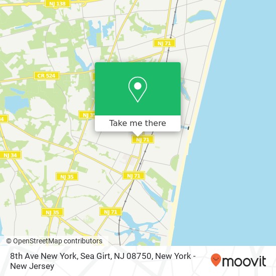 Mapa de 8th Ave New York, Sea Girt, NJ 08750