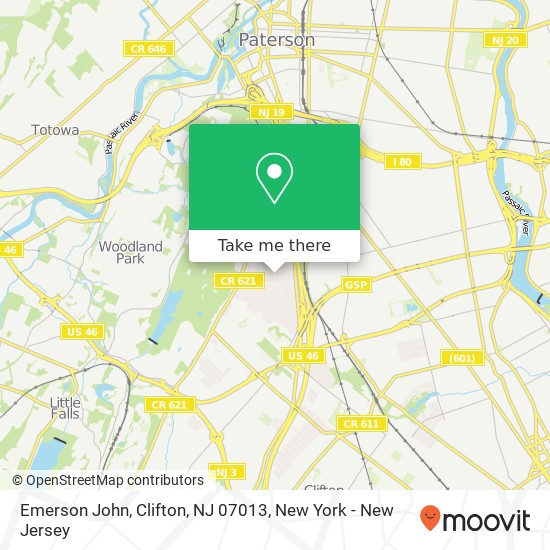 Mapa de Emerson John, Clifton, NJ 07013