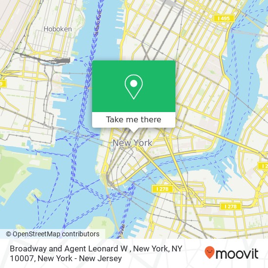Broadway and Agent Leonard W , New York, NY 10007 map