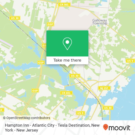 Hampton Inn - Atlantic City - Tesla Destination map