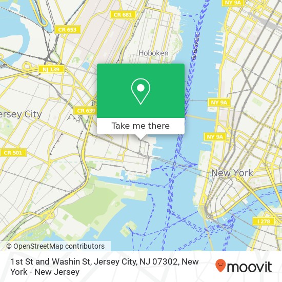 1st St and Washin St, Jersey City, NJ 07302 map