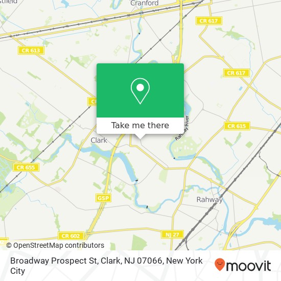 Mapa de Broadway Prospect St, Clark, NJ 07066