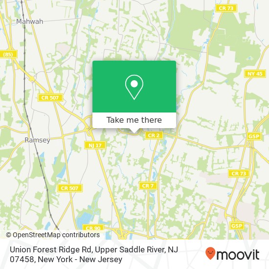 Mapa de Union Forest Ridge Rd, Upper Saddle River, NJ 07458