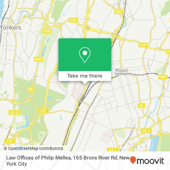 Mapa de Law Offices of Philip Mellea, 165 Bronx River Rd