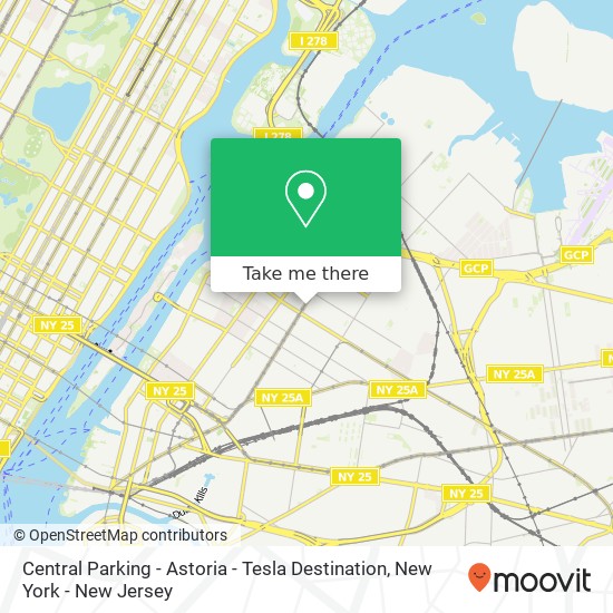 Mapa de Central Parking - Astoria - Tesla Destination