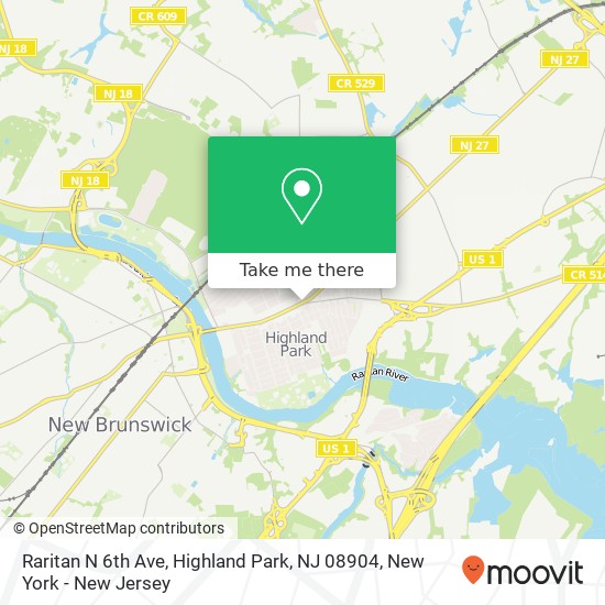 Mapa de Raritan N 6th Ave, Highland Park, NJ 08904