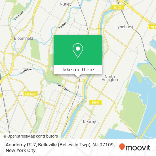Mapa de Academy RT-7, Belleville (Belleville Twp), NJ 07109
