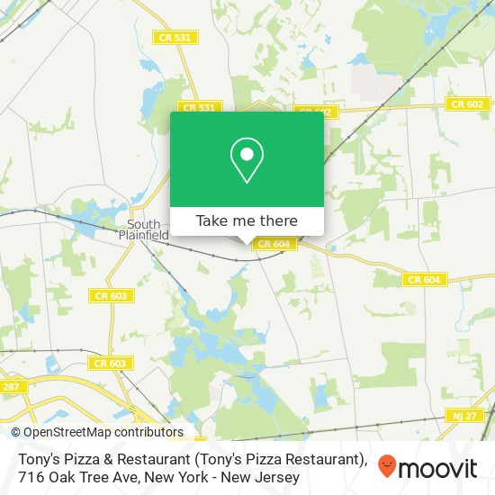 Mapa de Tony's Pizza & Restaurant (Tony's Pizza Restaurant), 716 Oak Tree Ave