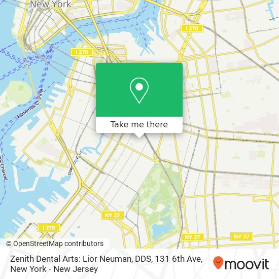 Mapa de Zenith Dental Arts: Lior Neuman, DDS, 131 6th Ave