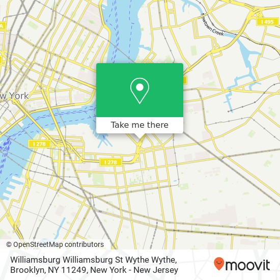 Mapa de Williamsburg Williamsburg St Wythe Wythe, Brooklyn, NY 11249