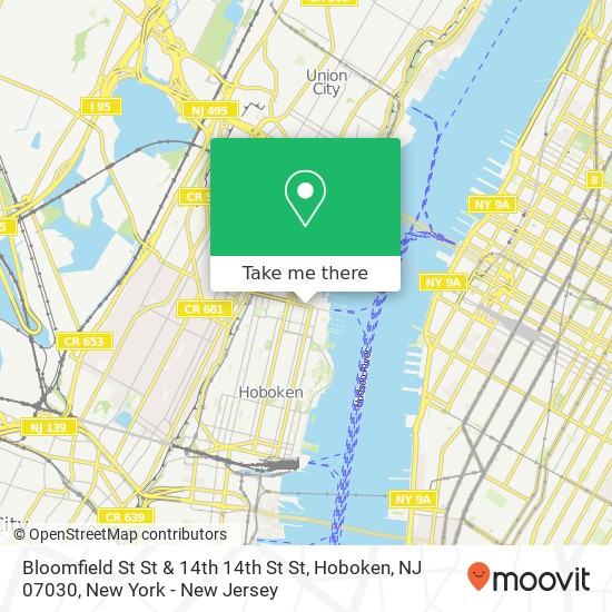 Mapa de Bloomfield St St & 14th 14th St St, Hoboken, NJ 07030