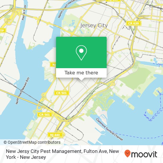 New Jersy City Pest Management, Fulton Ave map
