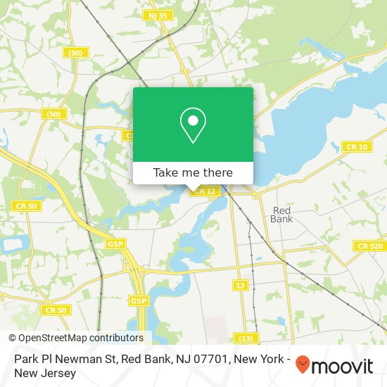 Mapa de Park Pl Newman St, Red Bank, NJ 07701