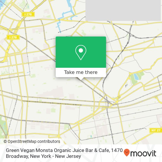 Mapa de Green Vegan Monsta Organic Juice Bar & Cafe, 1470 Broadway