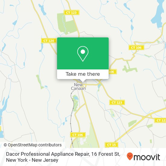 Mapa de Dacor Professional Appliance Repair, 16 Forest St