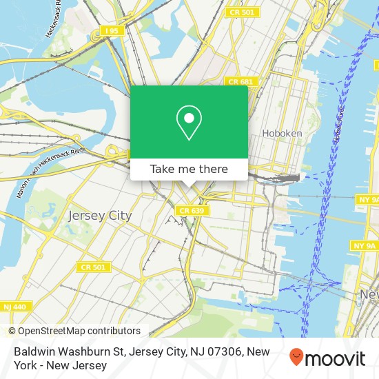 Mapa de Baldwin Washburn St, Jersey City, NJ 07306