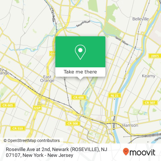 Mapa de Roseville Ave at 2nd, Newark (ROSEVILLE), NJ 07107