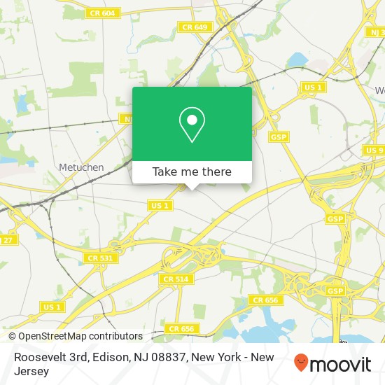 Mapa de Roosevelt 3rd, Edison, NJ 08837