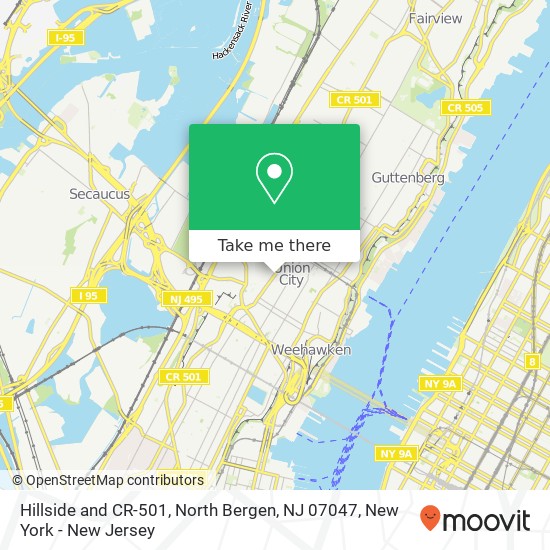 Mapa de Hillside and CR-501, North Bergen, NJ 07047