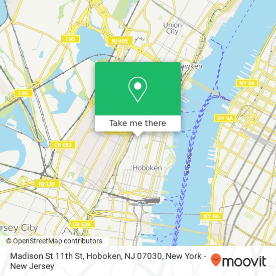 Mapa de Madison St 11th St, Hoboken, NJ 07030