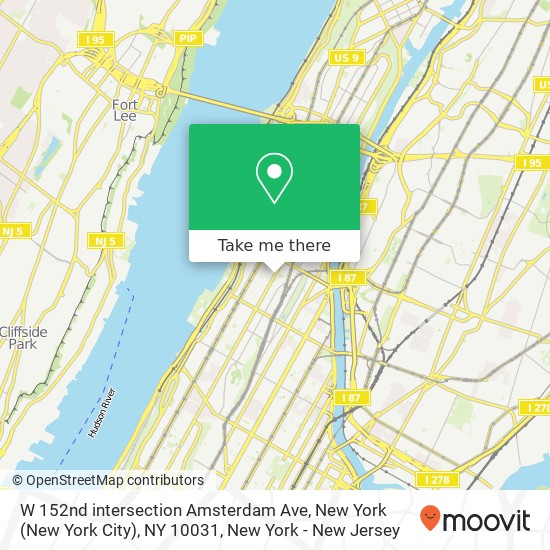 W 152nd intersection Amsterdam Ave, New York (New York City), NY 10031 map