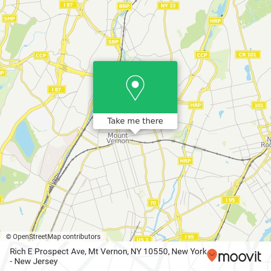 Mapa de Rich E Prospect Ave, Mt Vernon, NY 10550