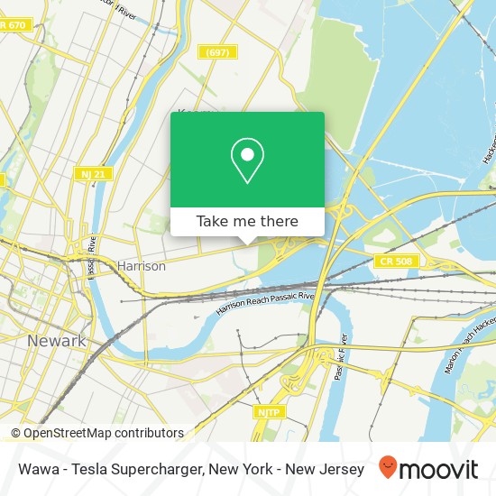 Mapa de Wawa - Tesla Supercharger