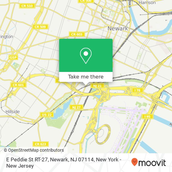 Mapa de E Peddie St RT-27, Newark, NJ 07114