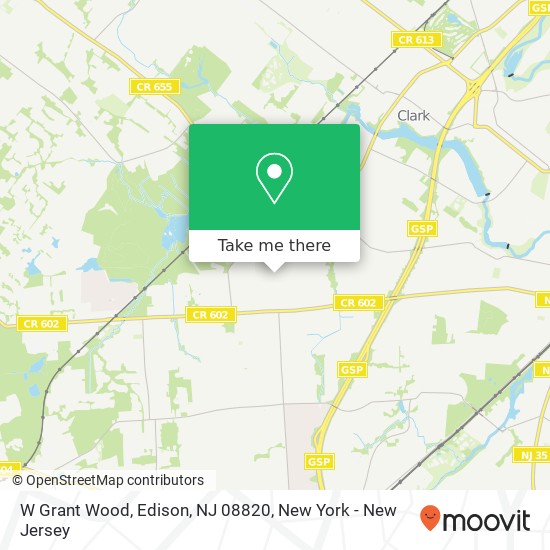 Mapa de W Grant Wood, Edison, NJ 08820