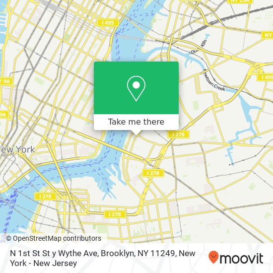 Mapa de N 1st St St y Wythe Ave, Brooklyn, NY 11249