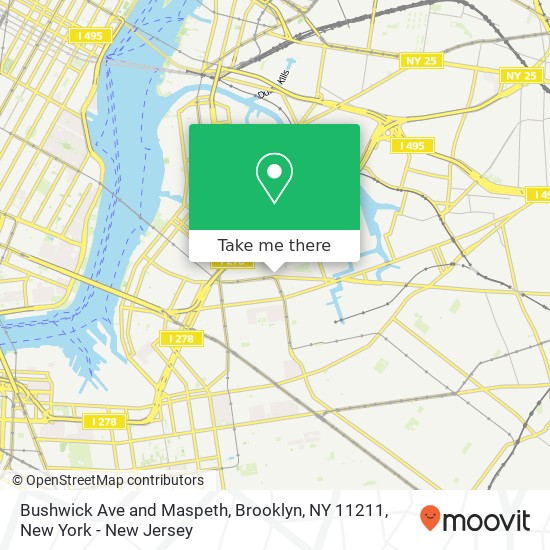 Mapa de Bushwick Ave and Maspeth, Brooklyn, NY 11211