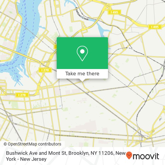 Bushwick Ave and Mont St, Brooklyn, NY 11206 map