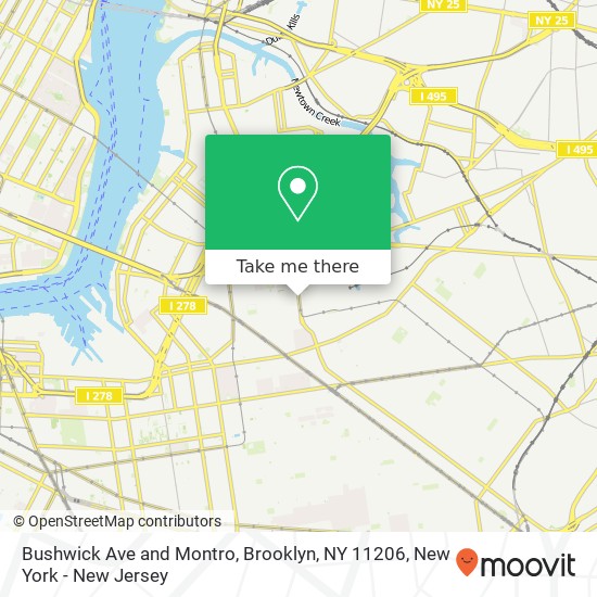 Bushwick Ave and Montro, Brooklyn, NY 11206 map