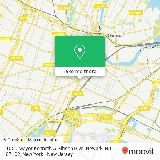 Mapa de 1050 Mayor Kenneth A Gibson Blvd, Newark, NJ 07102