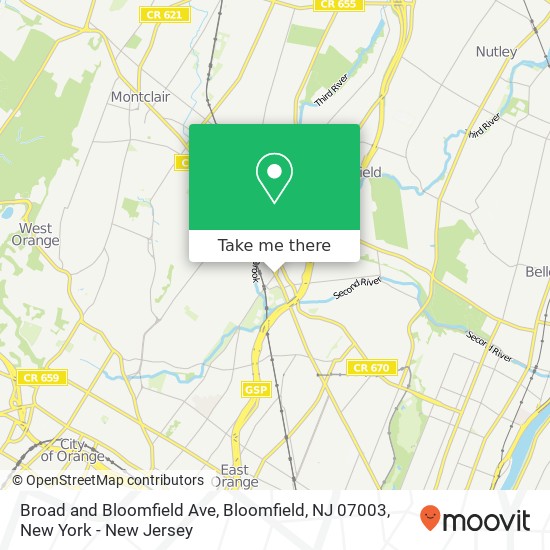 Mapa de Broad and Bloomfield Ave, Bloomfield, NJ 07003