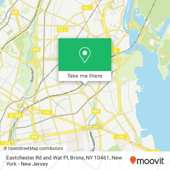 Mapa de Eastchester Rd and Wat Pl, Bronx, NY 10461