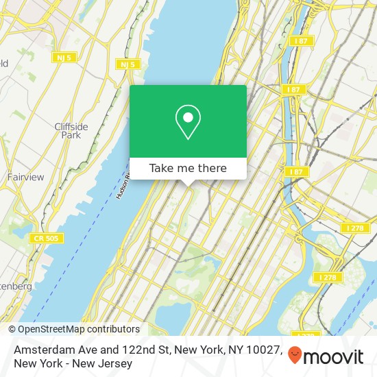 Mapa de Amsterdam Ave and 122nd St, New York, NY 10027